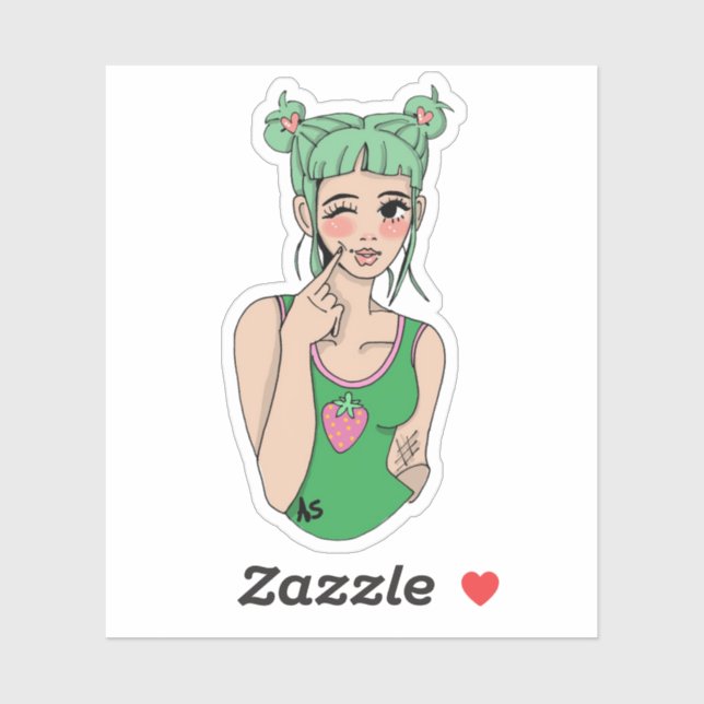 Strawberry Girl Sticker (Blatt)