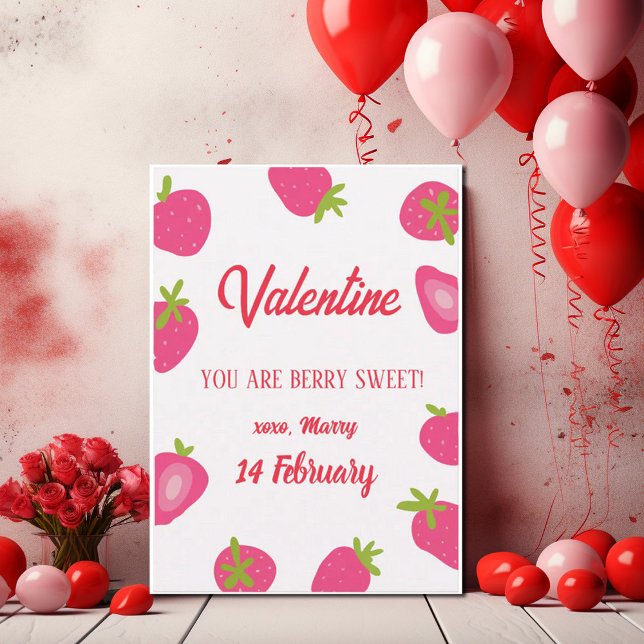 Strawberry Girl Sweet Valentinstag Mitteilungskarte (Von Creator hochgeladen)