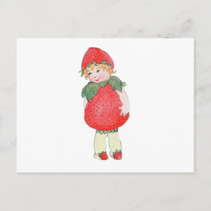 Strawberry Girl - Vintage Illustration Postkarte