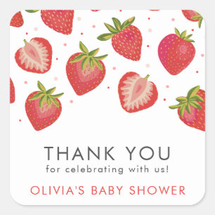 Strawberry Girls Babydusche Danke Quadratischer Aufkleber