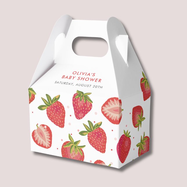 Strawberry Girls Babydusche Geschenkschachtel (Strawberry baby shower favor box)