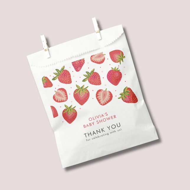 Strawberry Girls Babydusche Geschenktütchen (Strawberry baby shower favor bag)