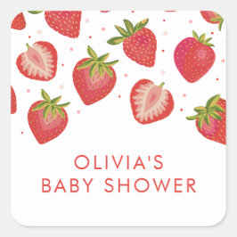 Strawberry Girls Babydusche Quadratischer Aufkleber