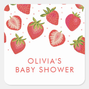 Strawberry Girls Babydusche Quadratischer Aufkleber