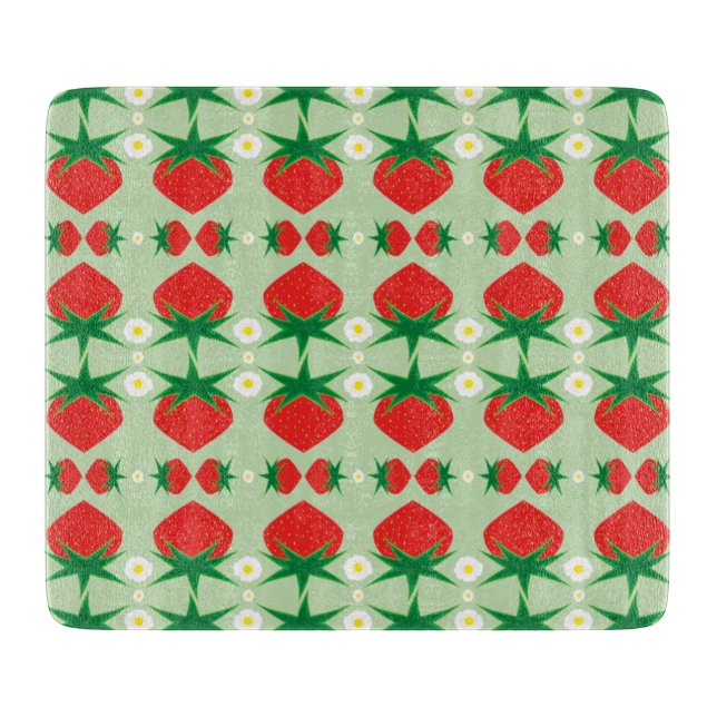 Strawberry Glass Cutting Board 6x7 Schneidebrett (Vorderseite)