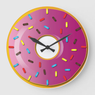 Strawberry Glazed Doughnut Große Wanduhr