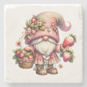 Strawberry Gnome Stone Untersetzer