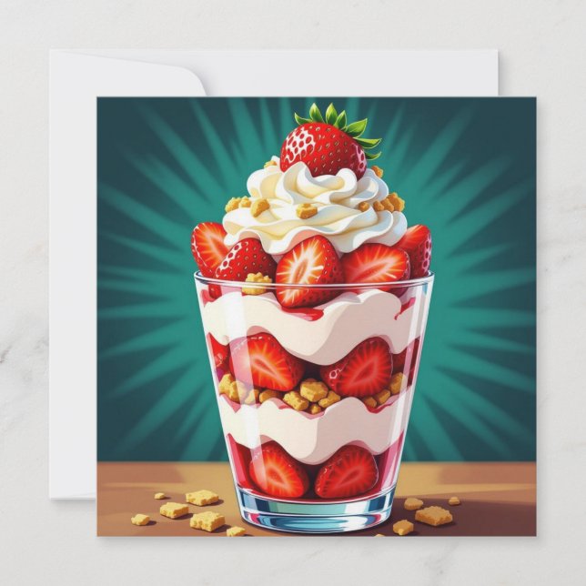Strawberry, Granola and Whipped Cream Parfait  Karte (Vorderseite)