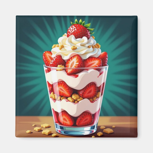 Strawberry, Granola and Whipped Cream Parfait  Magnet (Vorne)