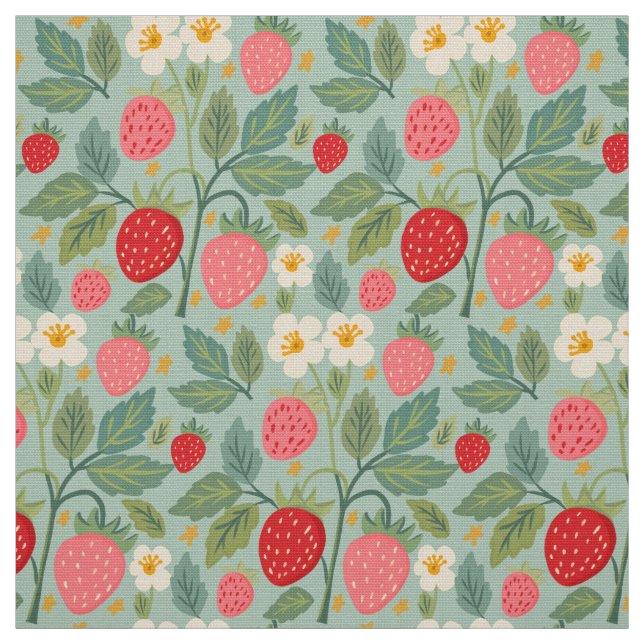 Strawberry Green Botanical Stoff (Muster)