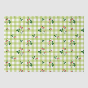 Strawberry Green Gingham Karo Kariertes Muster Seidenpapier