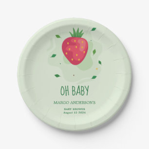 Strawberry Green Red Fruit Baby Dusche Pappteller