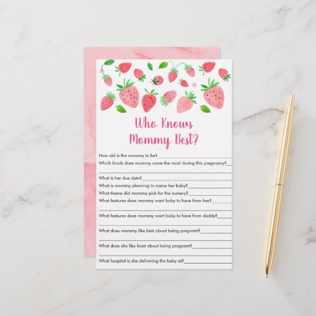 Strawberry Greenery, die Mommy Best Game kennen (Vorderseite/Rückseite Beispiel)