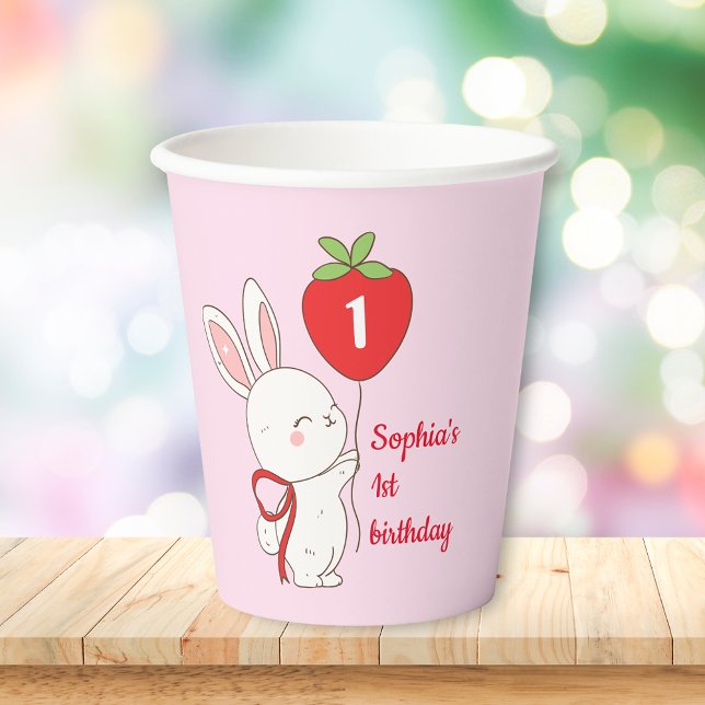 Strawberry-Hasen-Geburtstag Pappbecher (Von Creator hochgeladen)
