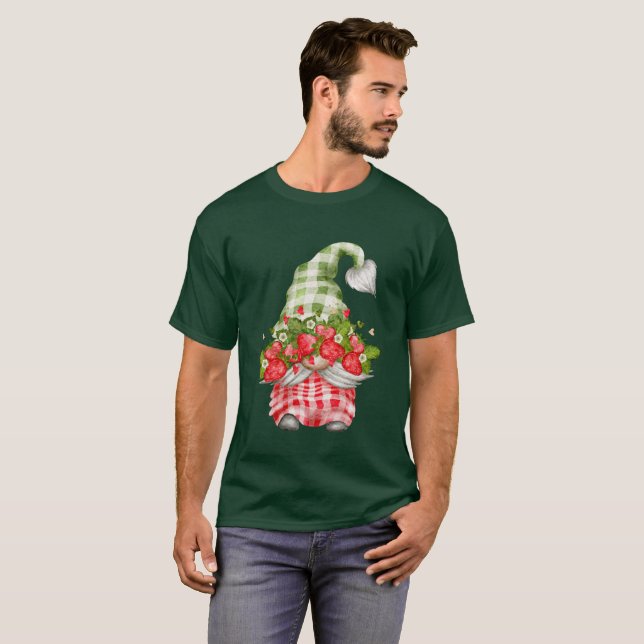 Strawberry Hat Gnome Kariert Fashion Fruit Unisex T-Shirt (Vorne ganz)