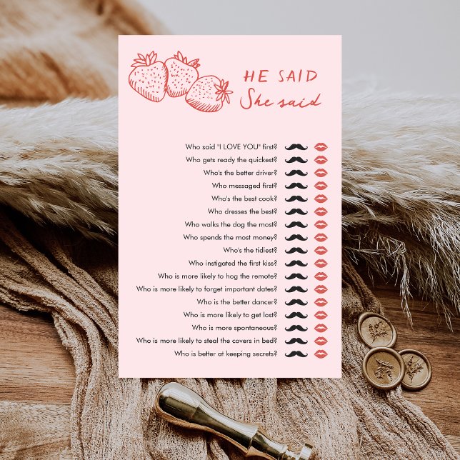 Strawberry He Said She Said Bridal Shower Game (Von Creator hochgeladen)