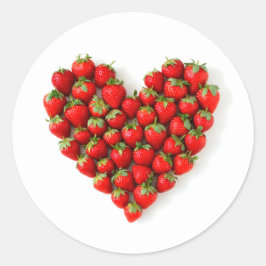 Strawberry Heart Runder Aufkleber