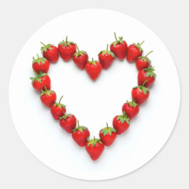 Strawberry Heart Runder Aufkleber