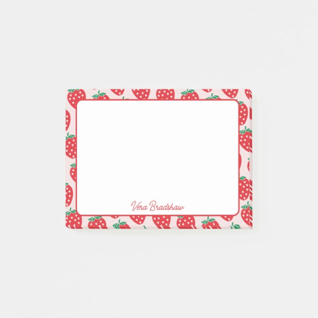 Strawberry Hearts Berry Sweet Individuelle Name Post-it Klebezettel (Vorderseite)