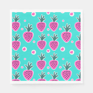 Strawberry Hearts Paper Napkin Serviette