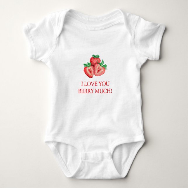 Strawberry I Liebe You Berry Much Baby Strampler (Vorderseite)