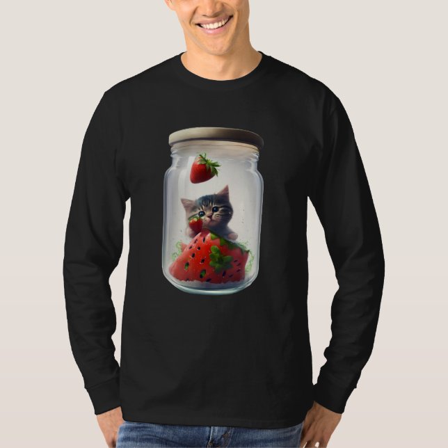 Strawberry Ice Cream Sundae Kitten Gelato Berry Ca T-Shirt (Vorderseite)