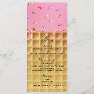 Strawberry Ice Cream Waffle Cone Geburtstagskarte Menükarte