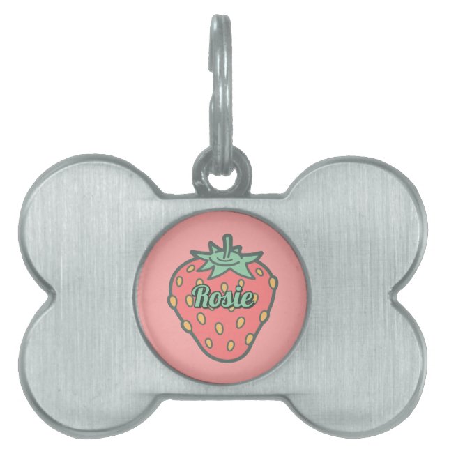 Strawberry Icon Pet Name Tag Tiermarke (Vorderseite)