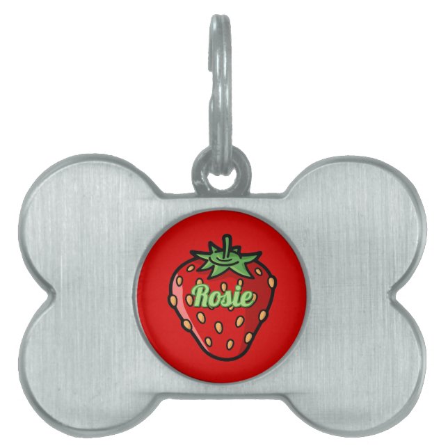 Strawberry Icon Pet Name Tag Tiermarke (Vorderseite)