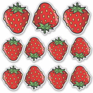 Strawberry Icon Sticker Set