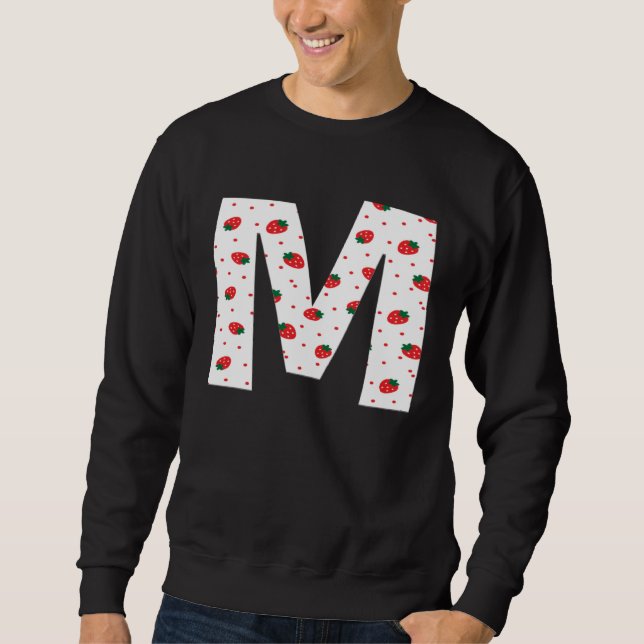 Strawberry Initial Monogram Letter M Girl Sweatshirt (Vorderseite)