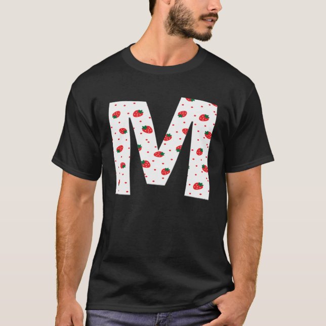 Strawberry Initial Monogram Letter M Girl T-Shirt (Vorderseite)