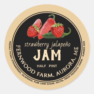 Strawberry Jalapeno Jam Jar Label Jelly Runder Aufkleber