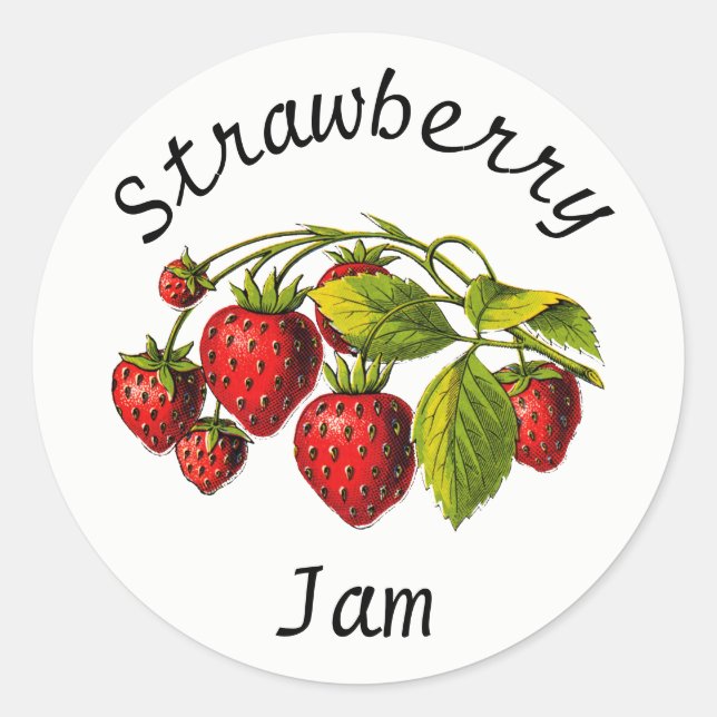 Strawberry Jam Canning Jar Label Runder Aufkleber (Vorderseite)