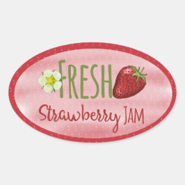 Strawberry Jam Canning Label Ovaler Aufkleber