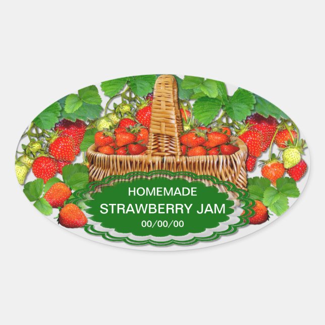 Strawberry Jam Custom Text Ovaler Aufkleber (Vorderseite)