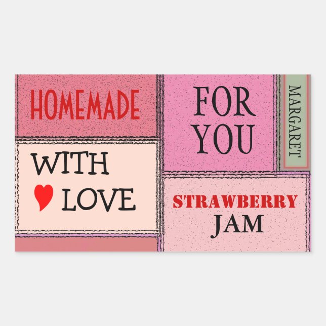 Strawberry Jam Customize It! Rechteckiger Aufkleber (Vorderseite)