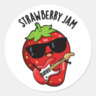 Strawberry Jam Funny Fruit Pun Runder Aufkleber