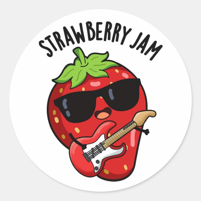 Strawberry Jam Funny Fruit Pun Runder Aufkleber (Vorderseite)