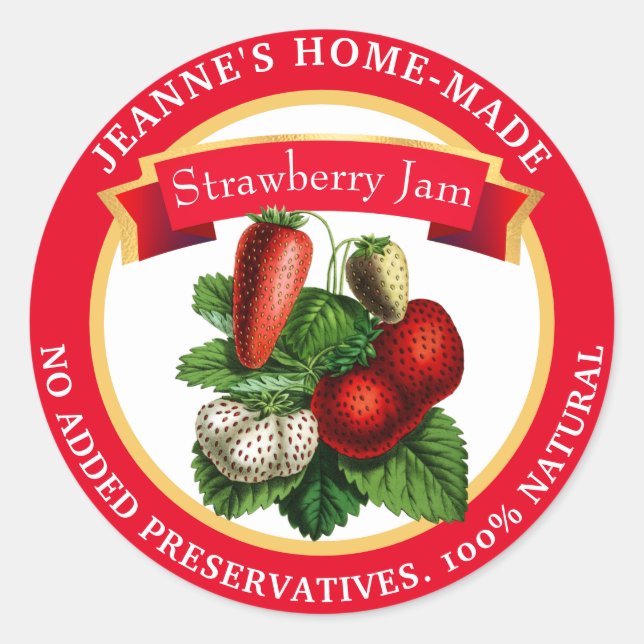 Strawberry Jam Homemade Canning Preserve Runder Aufkleber (Vorderseite)