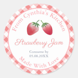 Strawberry Jam Hostess Gift Pantry Labels Runder Aufkleber