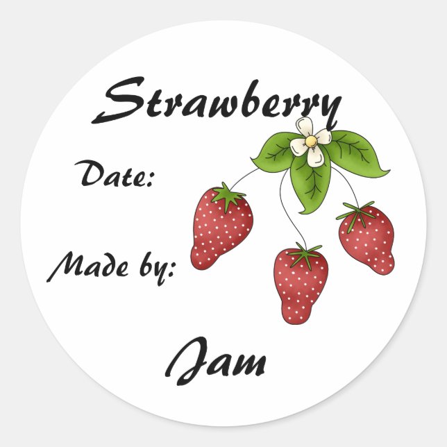 Strawberry Jam Jar Label (Anpassen) Runder Aufkleber (Vorderseite)
