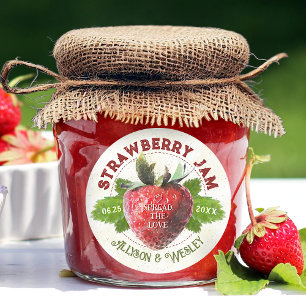 Strawberry Jam Jar Personalisierte Gastgeschenke H Runder Aufkleber