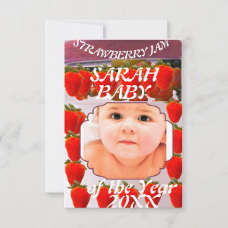 Strawberry Jam jar with baby photo design Ankündigung