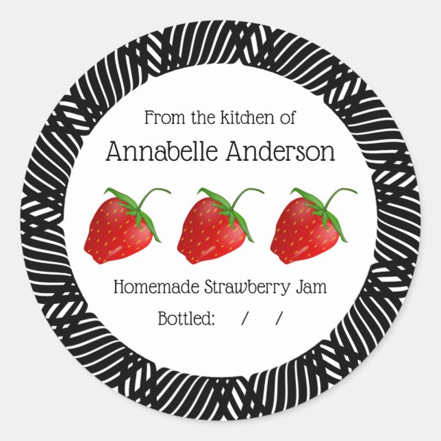 Strawberry-Jam-Label Moderne personalisieren Runder Aufkleber (Vorderseite)