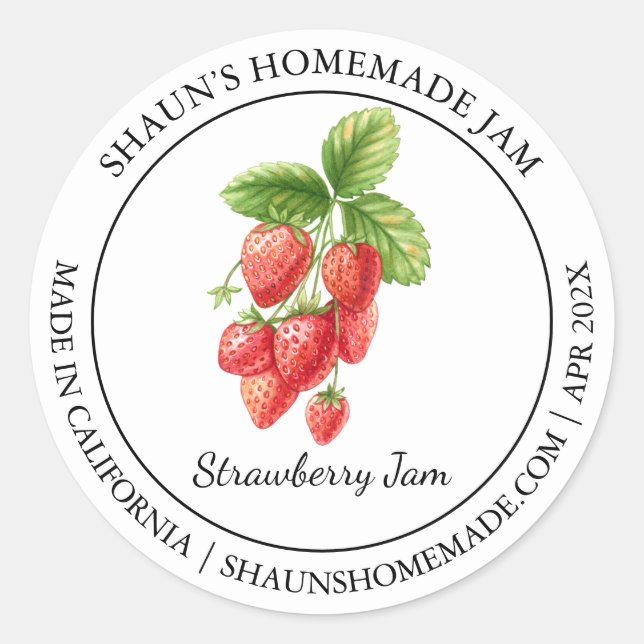 Strawberry Jam Modern Label Runder Aufkleber (Vorderseite)