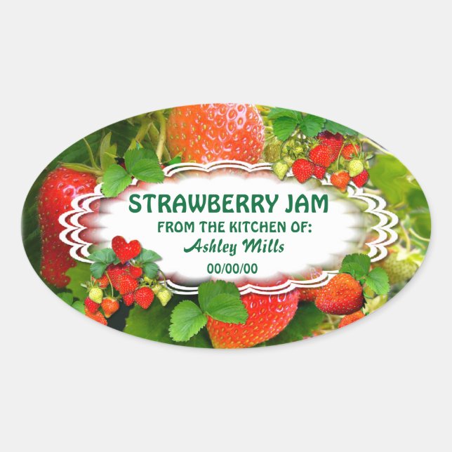 Strawberry Jam ~ Oval Sticker # 2 (Vorderseite)