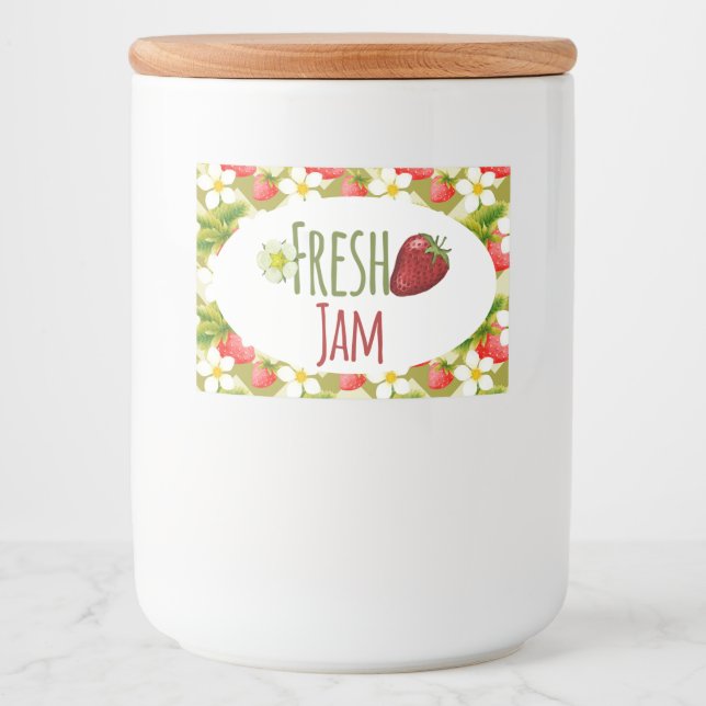 Strawberry Jam Preserve Canning Label Lebensmitteletikett (Vorderseite)