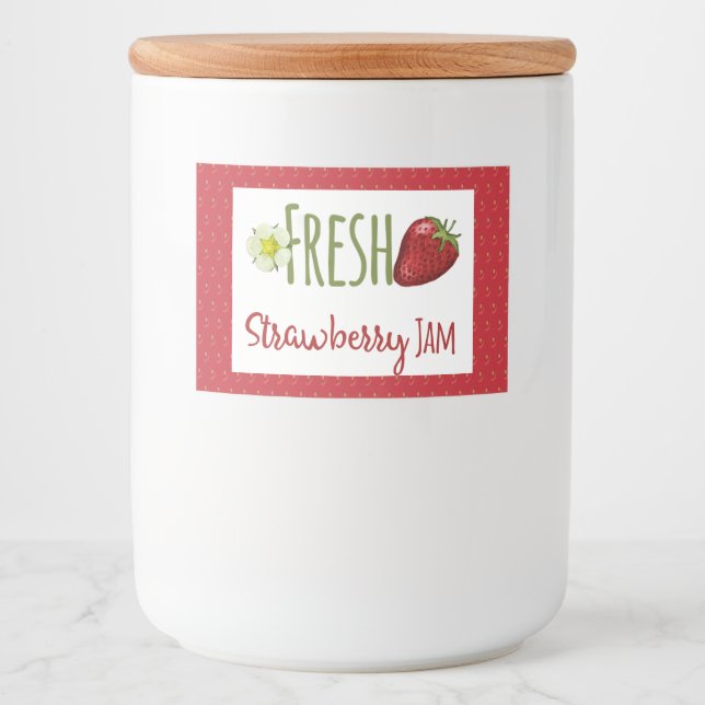 Strawberry Jam Preserve Canning Label Lebensmitteletikett (Vorderseite)