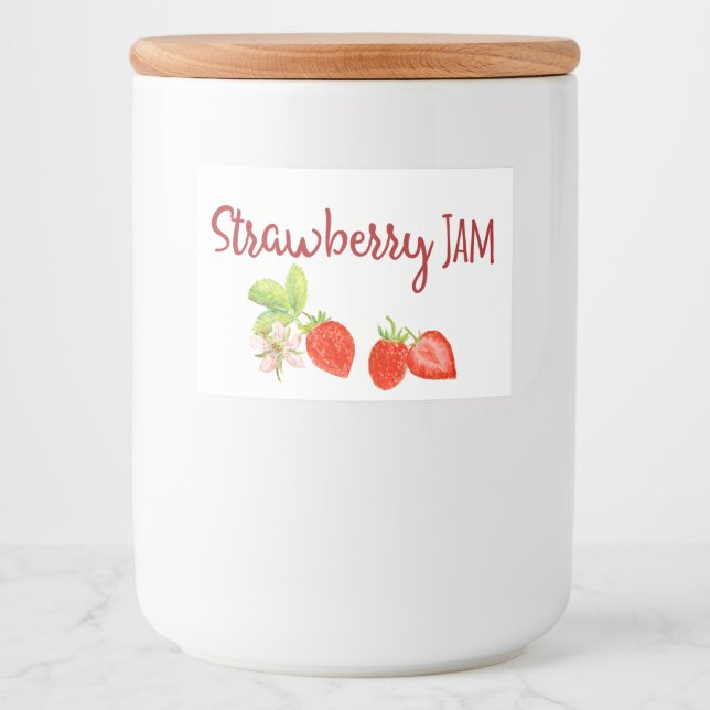 Strawberry Jam Preserve Canning Label Lebensmitteletikett (Vorderseite)
